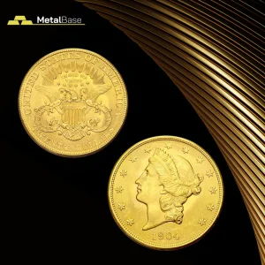 Moneda de Oro USA 20 Dollar St. Gaudens-Liberty en Metal Base